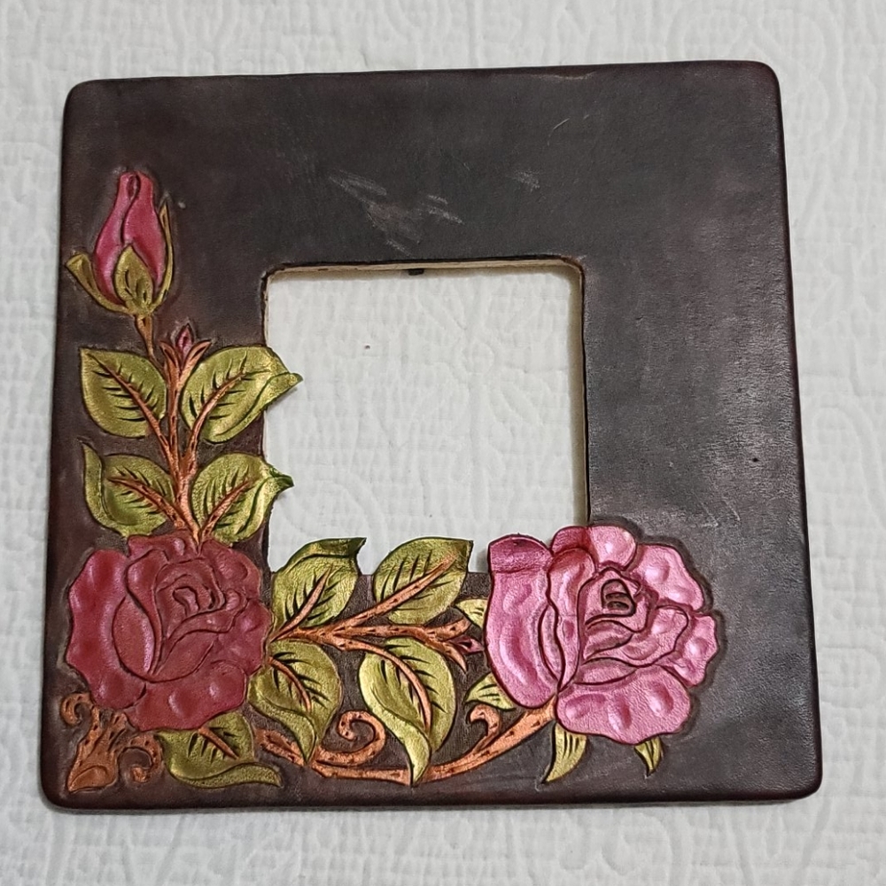 Handmade leather photo frame